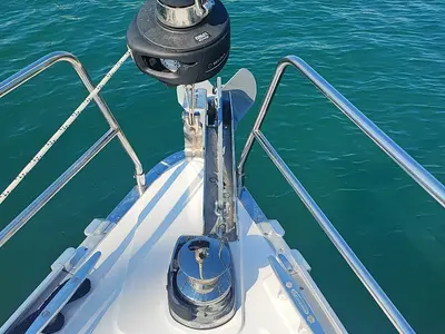 Deck of Seawalker, a Bavaria Cruiser 51 sailboat at Fethiye, Turkey