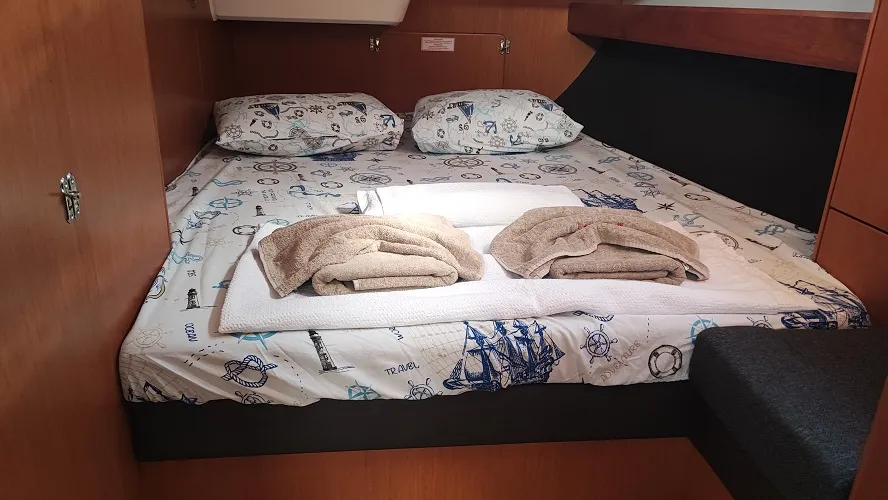 Cabin on Seawalker, a Bavaria Cruiser 51 sailboat at Fethiye, Turkey