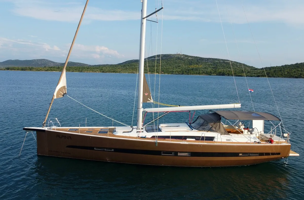 Alpina, a Dufour 56 Exclusive sailboat at Pirovac, Croatia