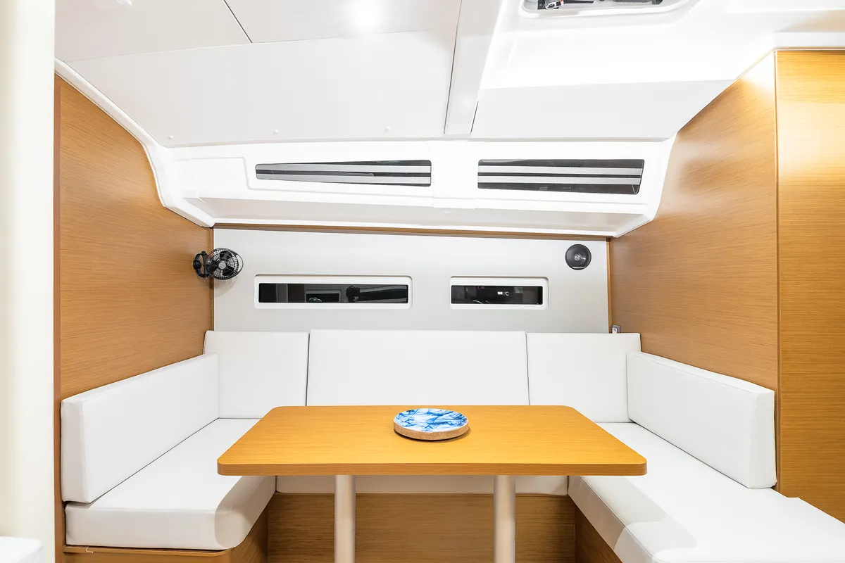 Salon of Irene, a Jeanneau Sun Odyssey 410 sailboat at Athens, Greece