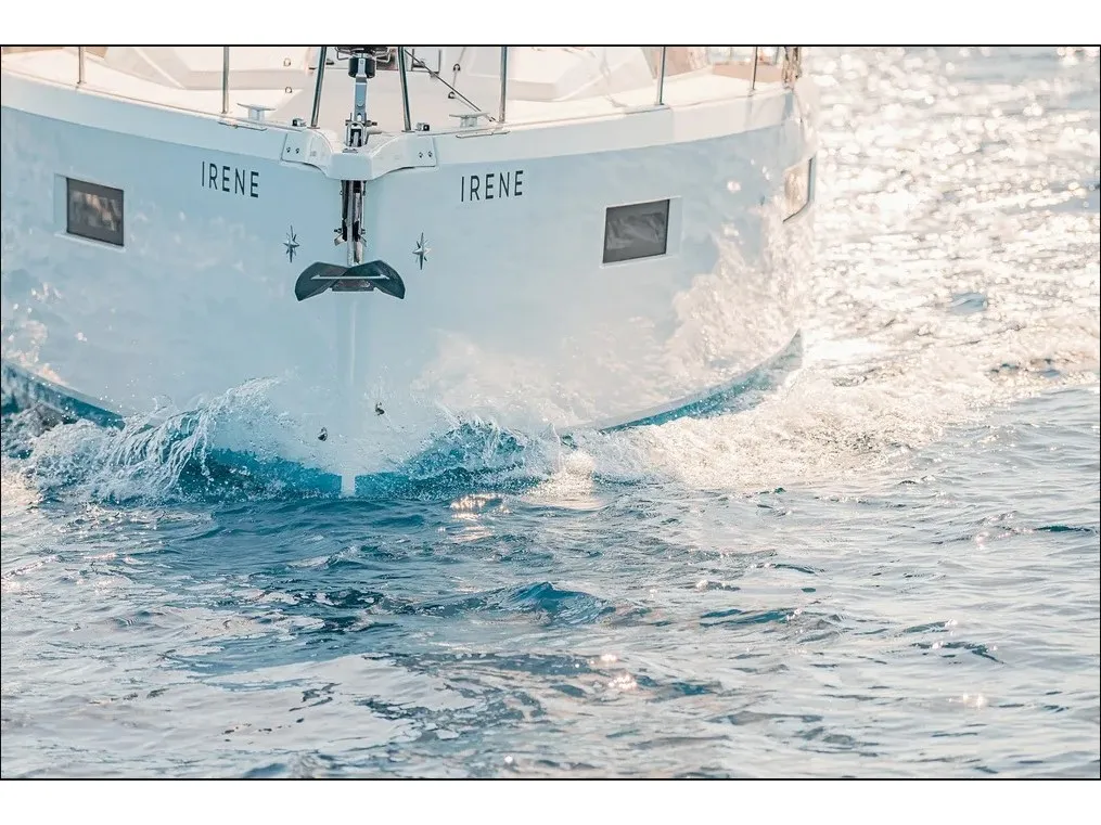 Exterior view of Irene, a Jeanneau Sun Odyssey 410 sailboat at Athens, Greece