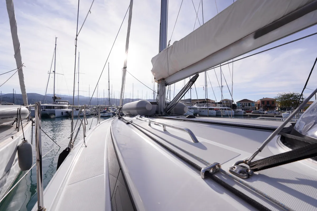 Deck of Joy, a Beneteau Oceanis 40.1 sailboat at Municipal Unit of Lefkada, Greece