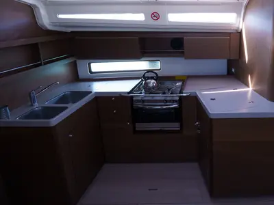 Galley of Joy, a Beneteau Oceanis 40.1 sailboat at Municipal Unit of Lefkada, Greece