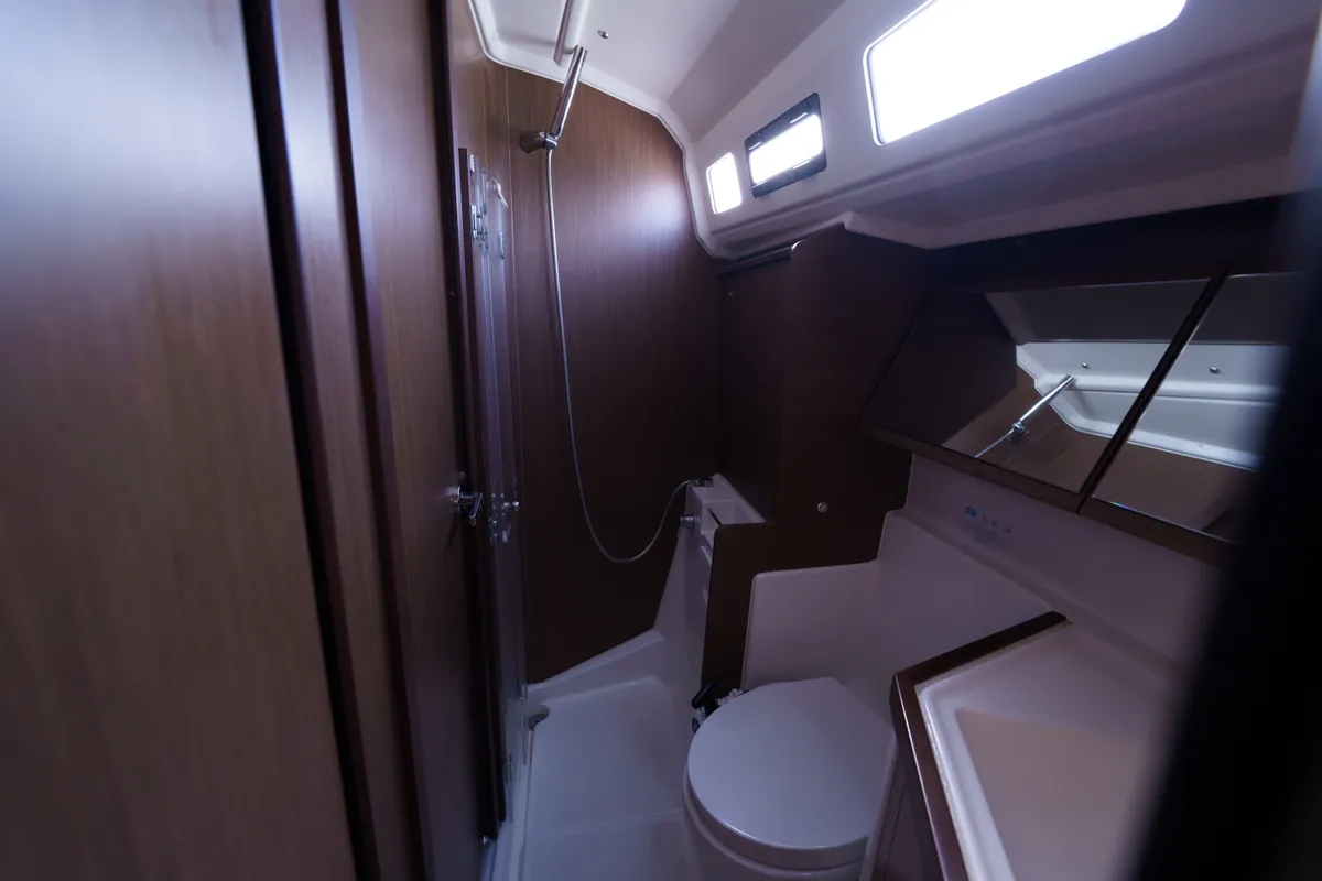 Head on Joy, a Beneteau Oceanis 40.1 sailboat at Municipal Unit of Lefkada, Greece