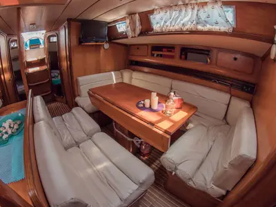 Salon of Adonis, a Beneteau 50 sailboat at Volos Municipality, Greece