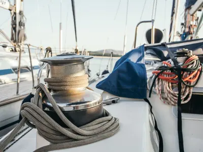 Deck of Adonis, a Beneteau 50 sailboat at Volos Municipality, Greece