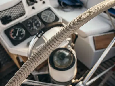 Cockpit of Adonis, a Beneteau 50 sailboat at Volos Municipality, Greece