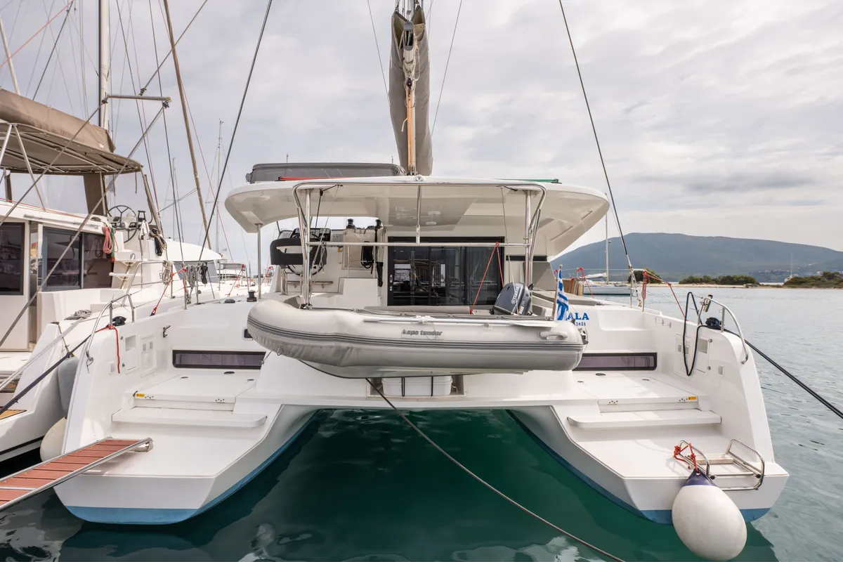 Exterior view of Nala, a Lagoon 42 catamaran at Municipal Unit of Lefkada, Greece
