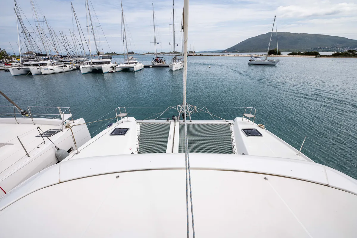 Exterior view of Nala, a Lagoon 42 catamaran at Municipal Unit of Lefkada, Greece