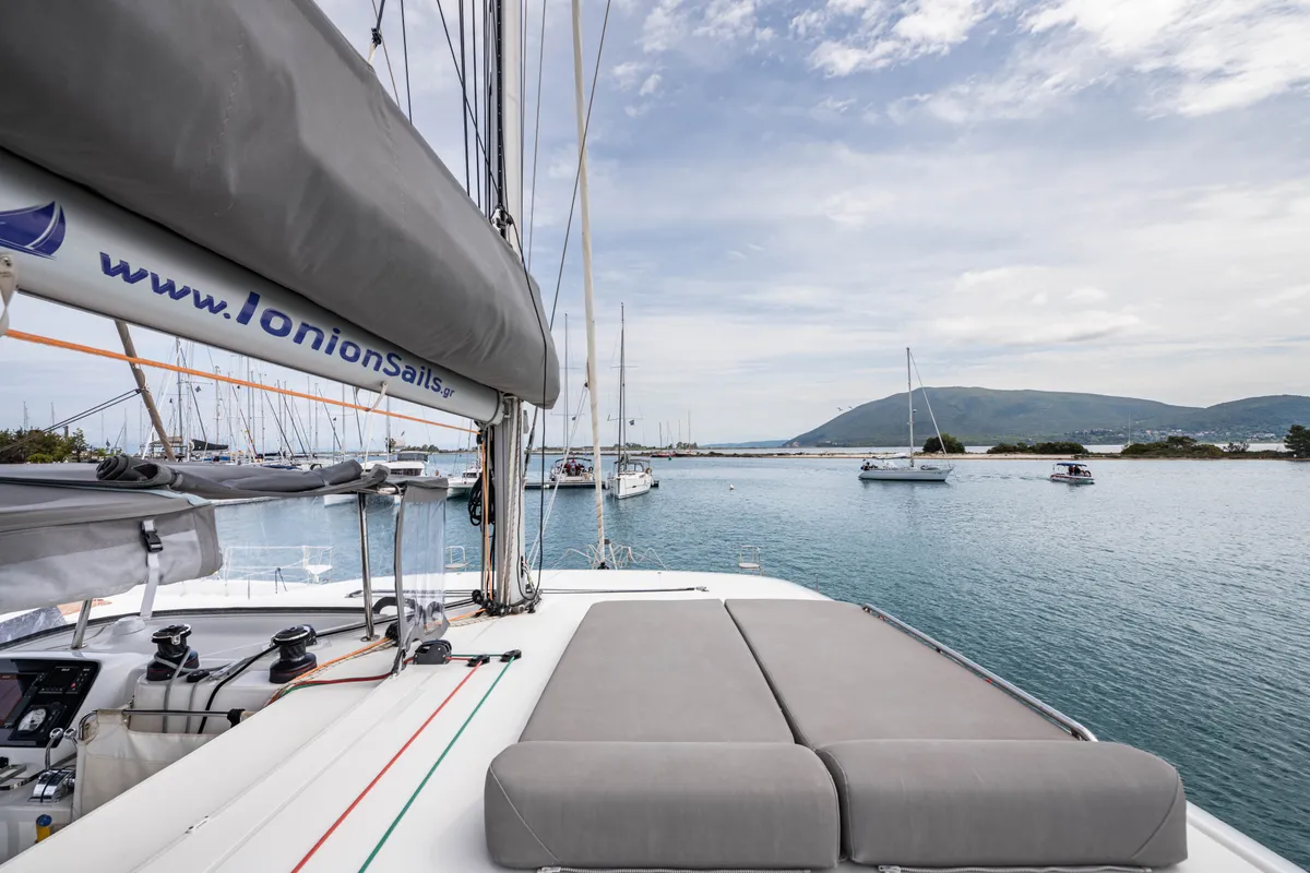 Cockpit of Nala, a Lagoon 42 catamaran at Municipal Unit of Lefkada, Greece