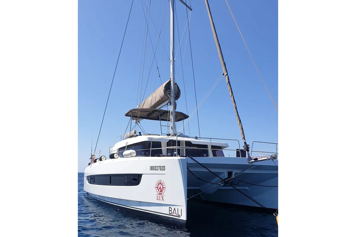 Exterior view of Lux, a Bali 4.6 catamaran at Palermo, Italy