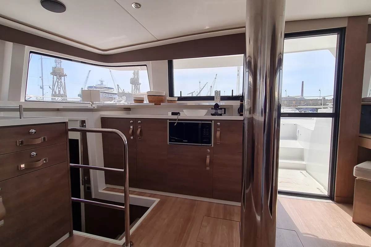 Galley of Lux, a Bali 4.6 catamaran at Palermo, Italy