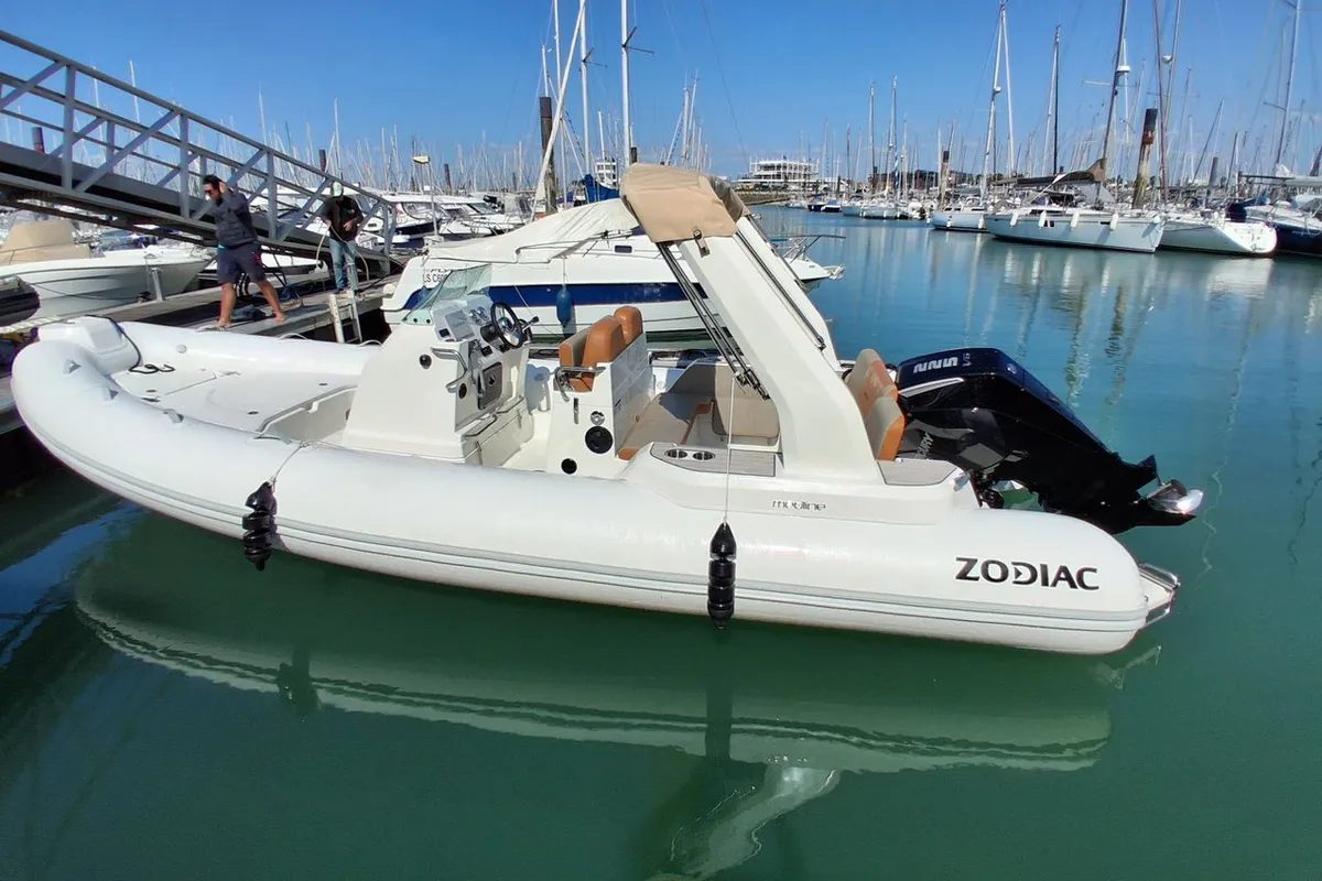 Exterior view of Clerose, a Zodiac Medline 7.5 RIB at La Rochelle, France