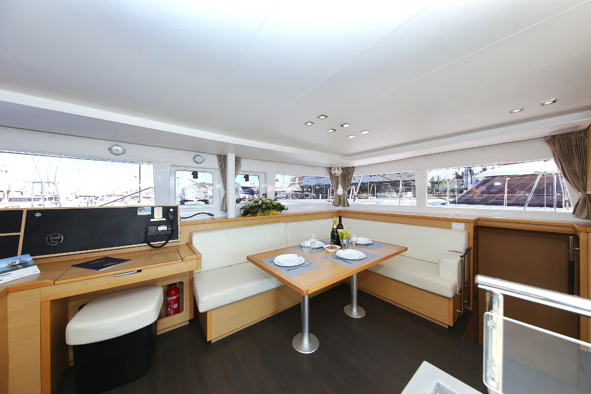 Salon of Fenadi, a Lagoon 450 F catamaran at Grad Trogir, Croatia