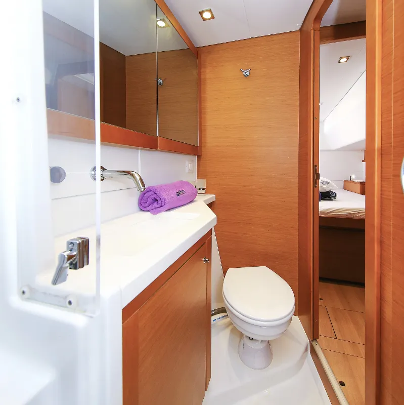 Head on Fenadi, a Lagoon 450 F catamaran at Grad Trogir, Croatia