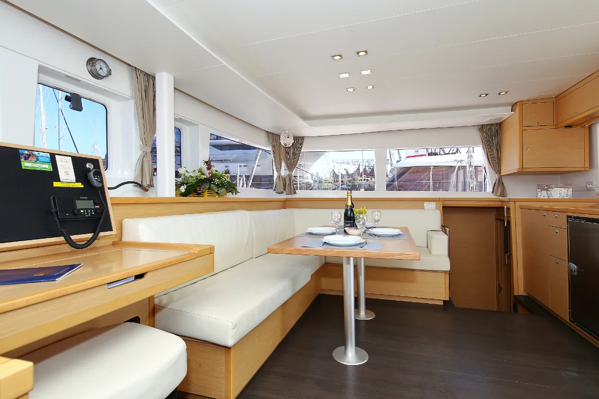 Salon of Fenadi, a Lagoon 450 F catamaran at Grad Trogir, Croatia