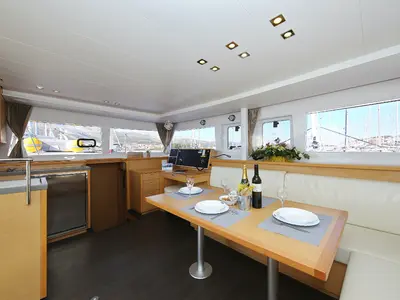 Salon of Fenadi, a Lagoon 450 F catamaran at Grad Trogir, Croatia