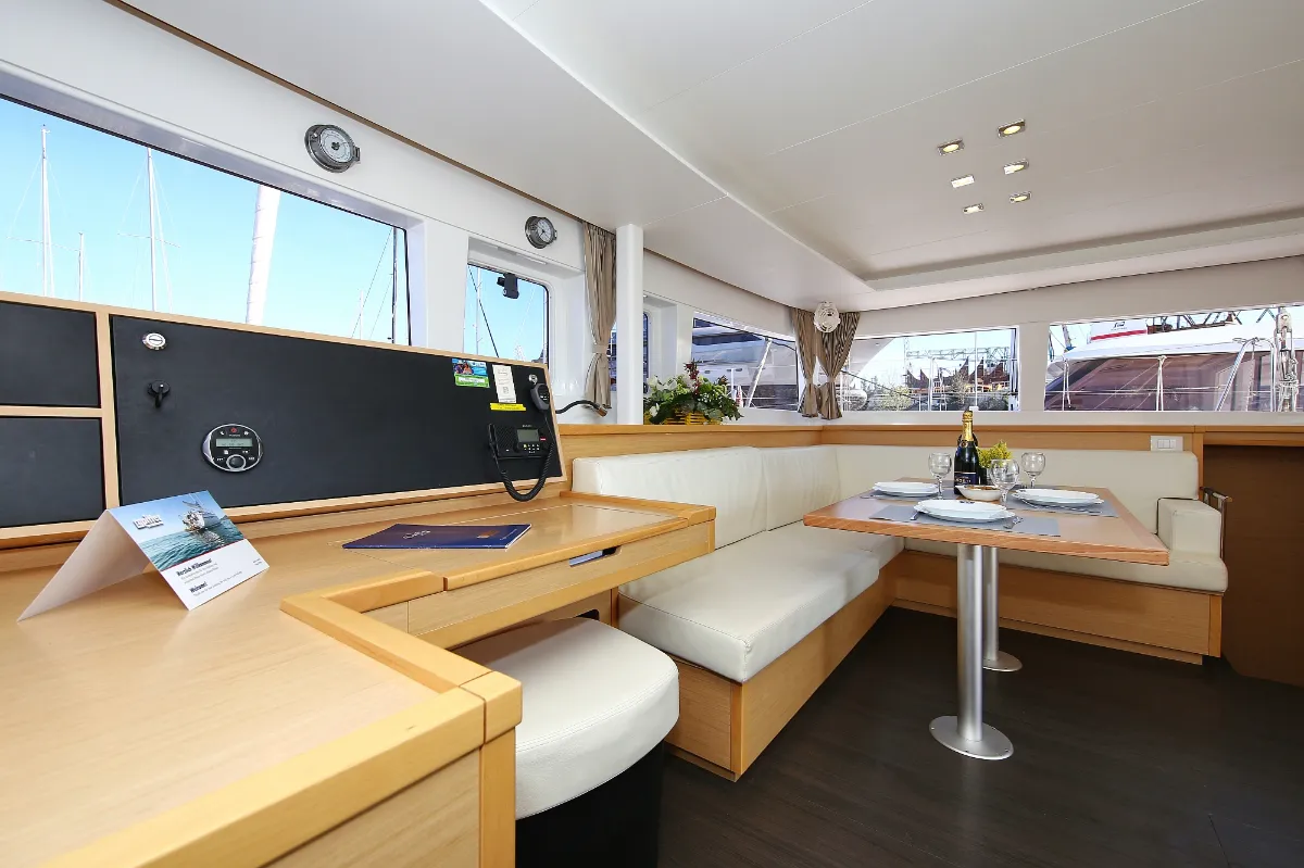 Salon of Fenadi, a Lagoon 450 F catamaran at Grad Trogir, Croatia