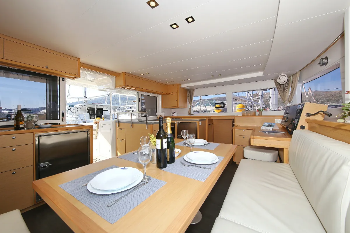 Salon of Fenadi, a Lagoon 450 F catamaran at Grad Trogir, Croatia