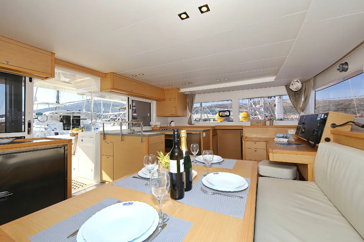 Salon of Fenadi, a Lagoon 450 F catamaran at Grad Trogir, Croatia
