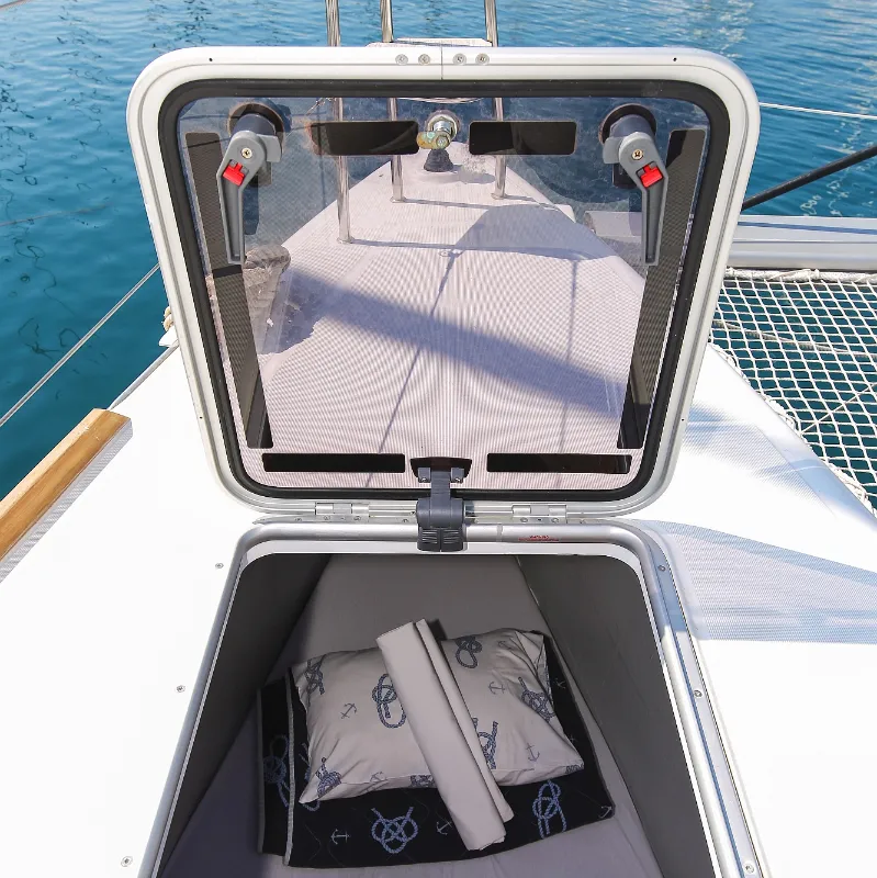 Cockpit of Fenadi, a Lagoon 450 F catamaran at Grad Trogir, Croatia
