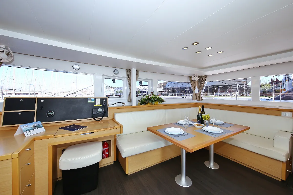 Salon of Fenadi, a Lagoon 450 F catamaran at Grad Trogir, Croatia