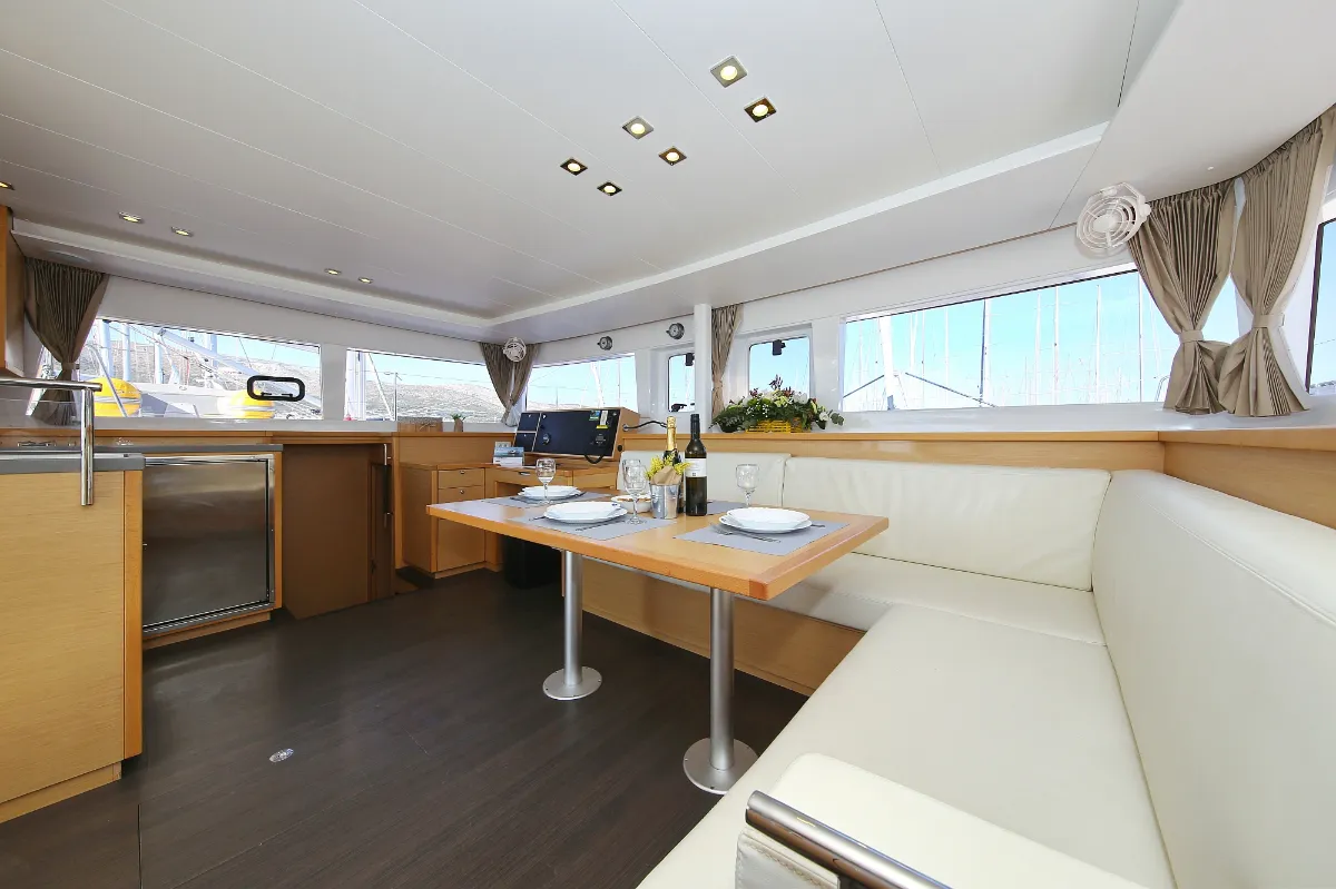 Salon of Fenadi, a Lagoon 450 F catamaran at Grad Trogir, Croatia