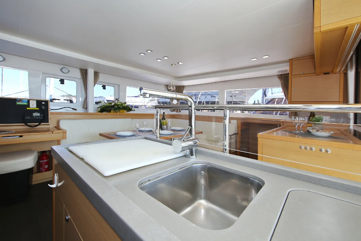 Galley of Fenadi, a Lagoon 450 F catamaran at Grad Trogir, Croatia