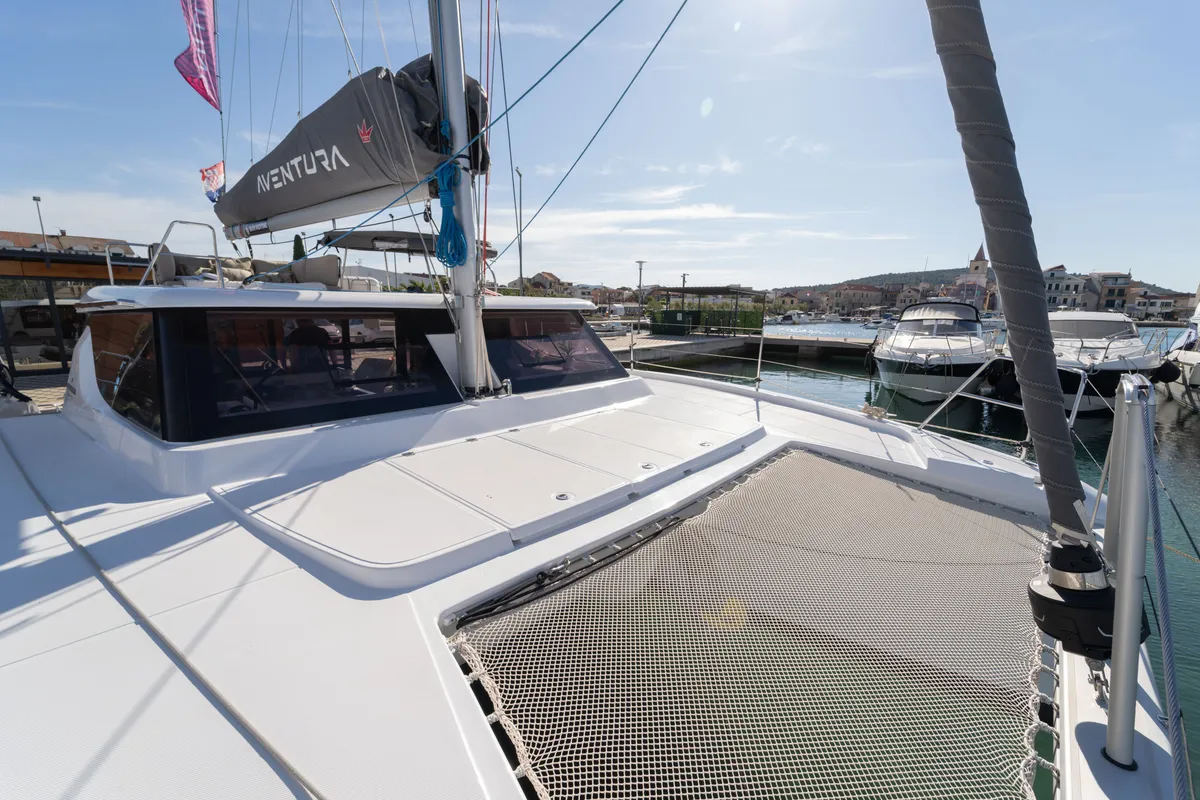 Rosinante, a Aventura 37 catamaran at Pirovac, Croatia