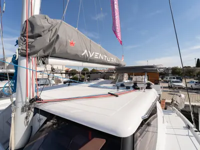 Rosinante, a Aventura 37 catamaran at Pirovac, Croatia