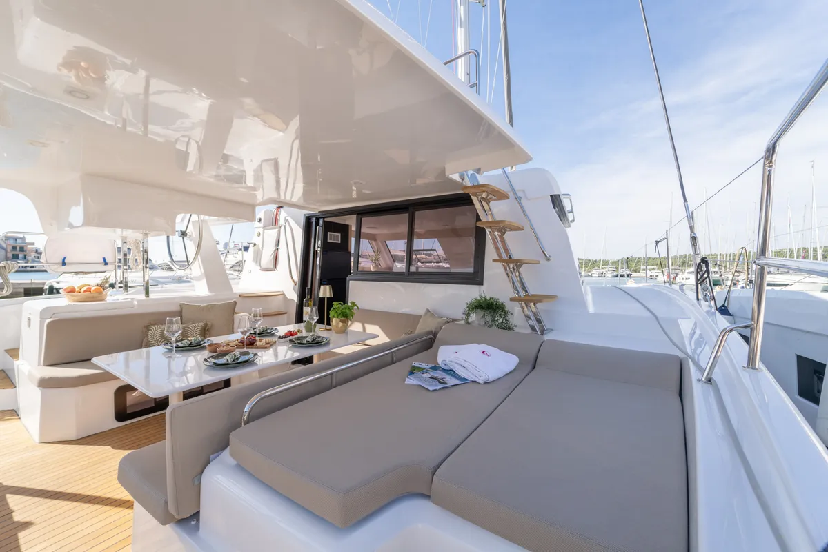 Rosinante, a Aventura 37 catamaran at Pirovac, Croatia