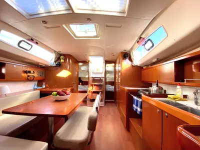 Salon of Serenity, a Beneteau Oceanis 43 sailboat at Athens, Greece