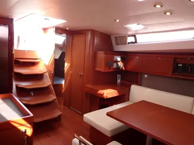 Salon of Joy, a Beneteau Oceanis 48 sailboat at Municipal Unit of Lefkada, Greece