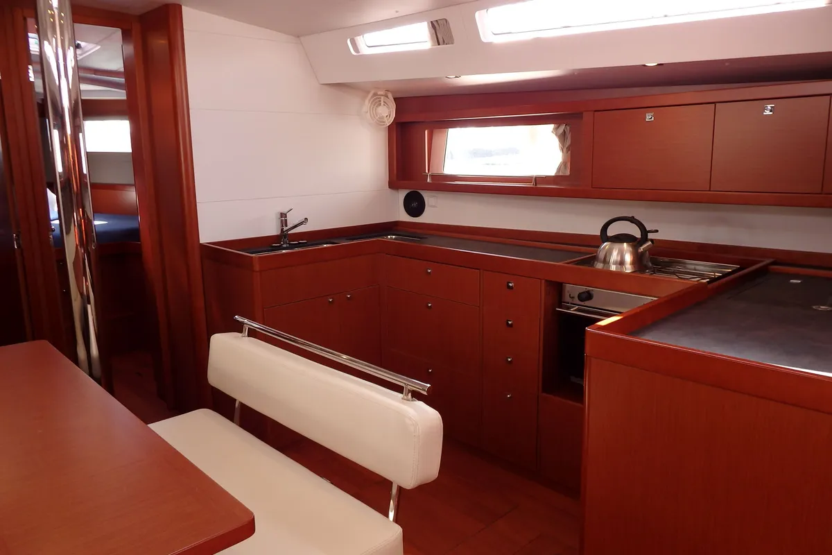 Galley of Joy, a Beneteau Oceanis 48 sailboat at Municipal Unit of Lefkada, Greece