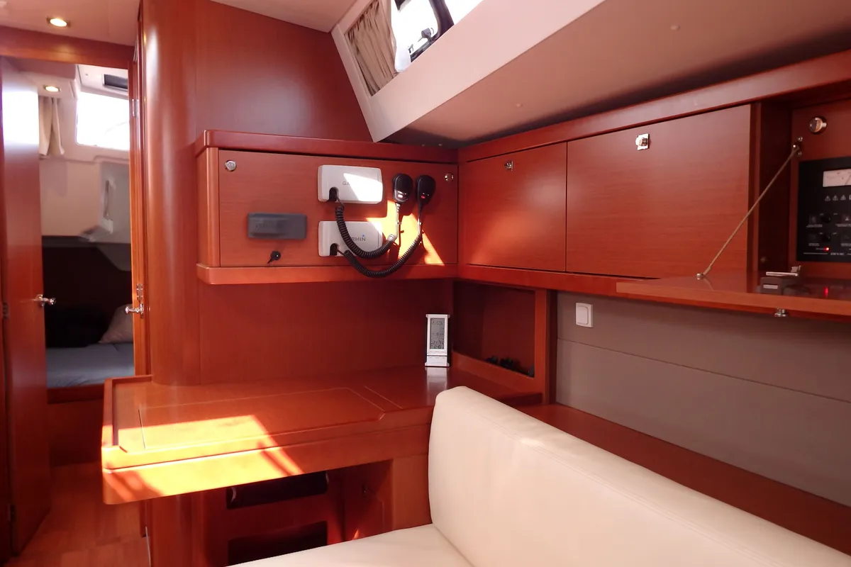 Salon of Joy, a Beneteau Oceanis 48 sailboat at Municipal Unit of Lefkada, Greece
