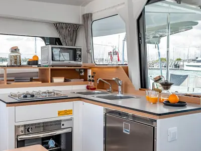 Galley of Jinsey, a Excess 11 catamaran at Seget Donji, Croatia