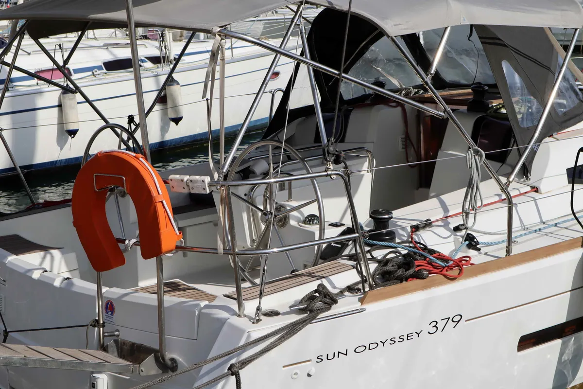 OYSTER SHELL, a Jeanneau Sun Odyssey 379 sailboat at Athens, Greece