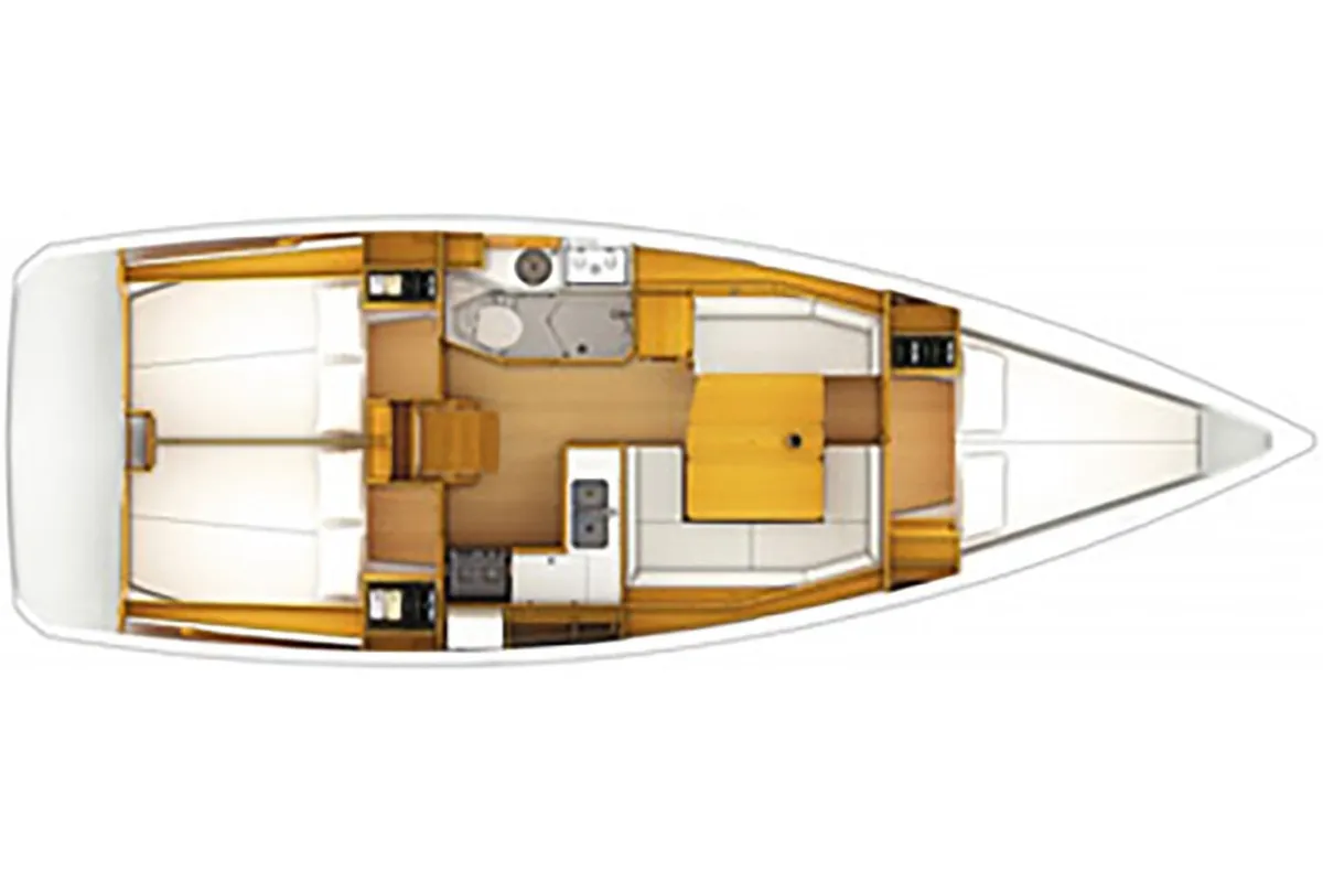 Floor plan of OYSTER SHELL, a Jeanneau Sun Odyssey 379 sailboat at Athens, Greece