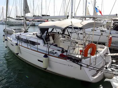 OYSTER SHELL, a Jeanneau Sun Odyssey 379 sailboat at Athens, Greece