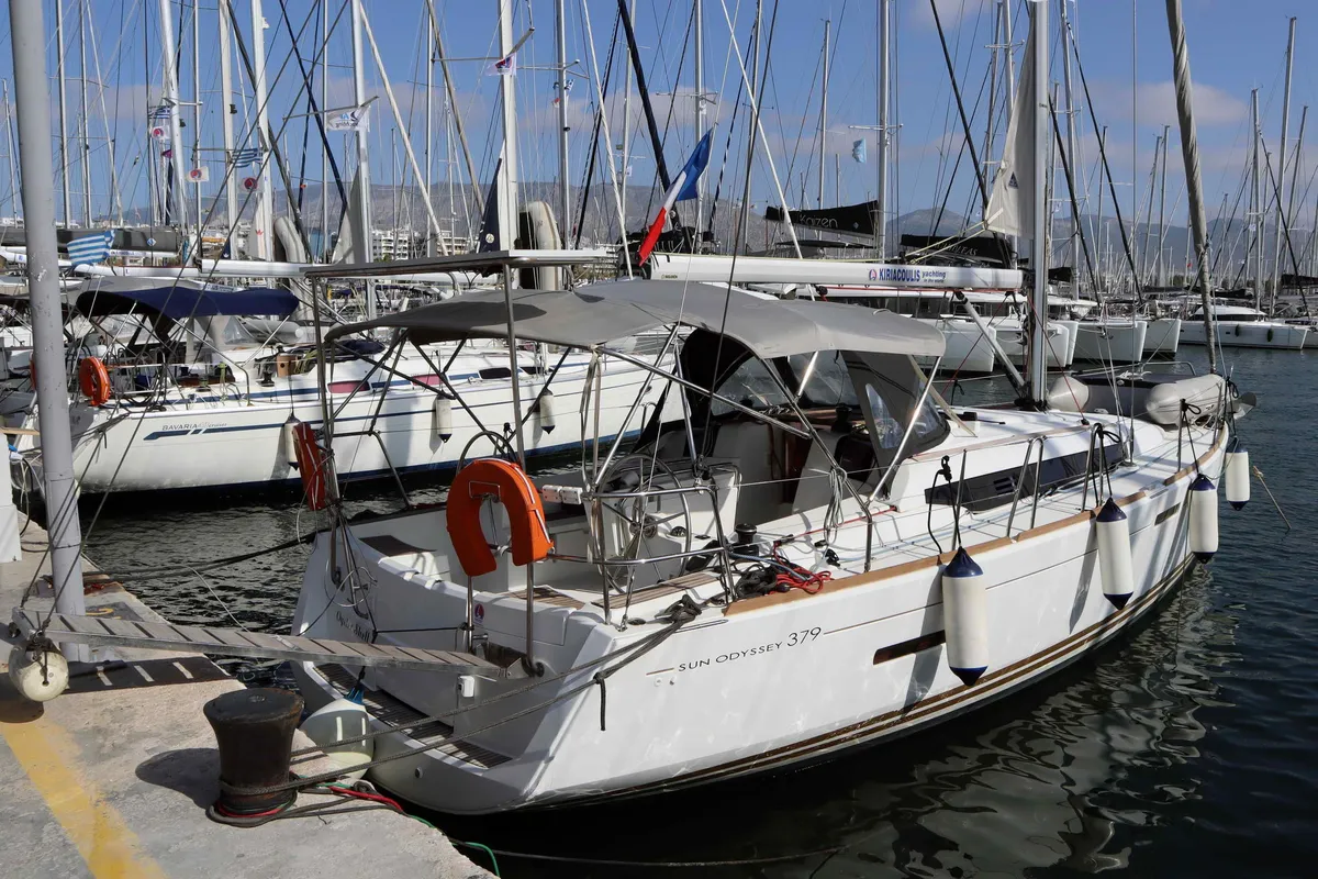 OYSTER SHELL, a Jeanneau Sun Odyssey 379 sailboat at Athens, Greece