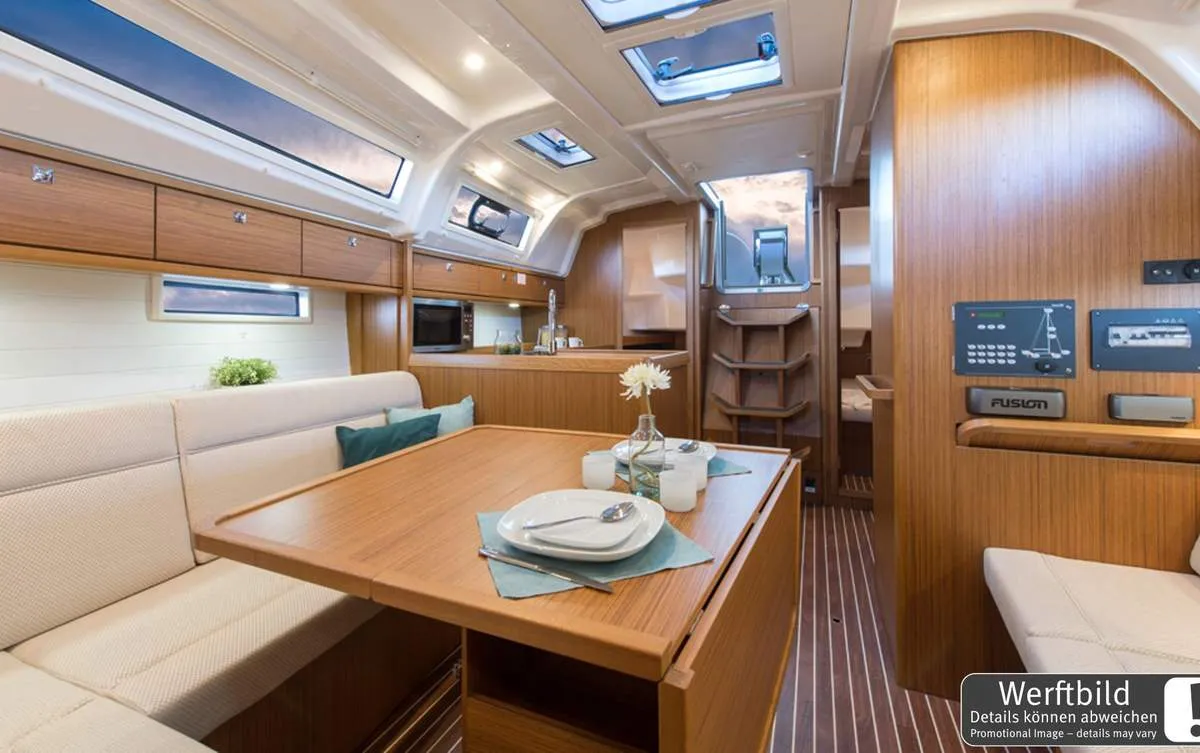 Salon of Bärbel, a Bavaria Cruiser 37 sailboat at Heiligenhafen, Germany