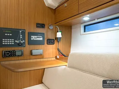 Cockpit of Bärbel, a Bavaria Cruiser 37 sailboat at Heiligenhafen, Germany