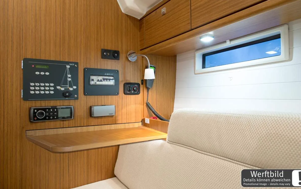 Cockpit of Bärbel, a Bavaria Cruiser 37 sailboat at Heiligenhafen, Germany