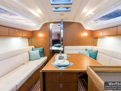 Salon of Bärbel, a Bavaria Cruiser 37 sailboat at Heiligenhafen, Germany