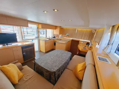 Salon of Lluna, a Lagoon 450 F catamaran at Sant Antoni de Portmany, Spain