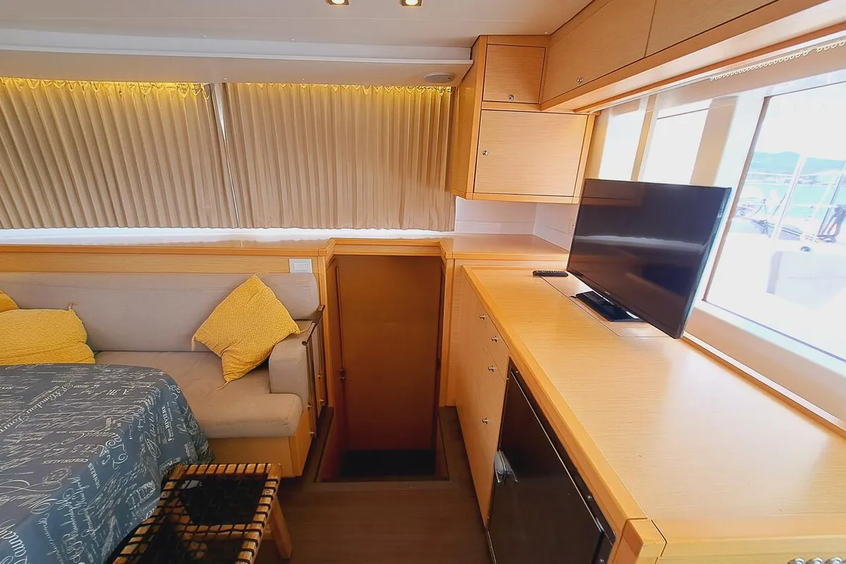 Salon of Lluna, a Lagoon 450 F catamaran at Sant Antoni de Portmany, Spain