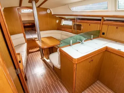 Galley of Kos 36, a Jeanneau Sun Odyssey 36 sailboat at Municipal Unit of Lefkada, Greece