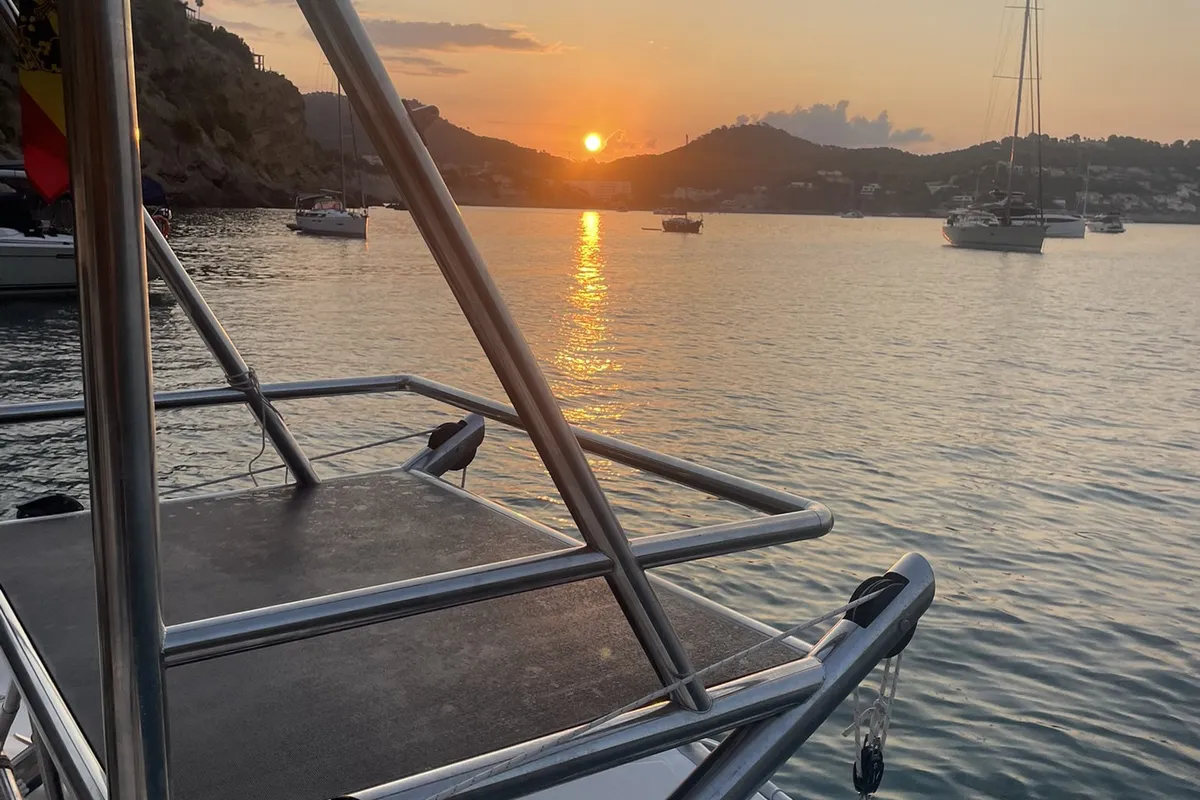 Deck of Mate, a Lagoon 380 S2 catamaran at Ibiza, Spain