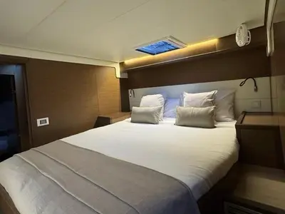 Cabin on Jolie, a Lagoon 52F catamaran at Sant Antoni de Portmany, Spain