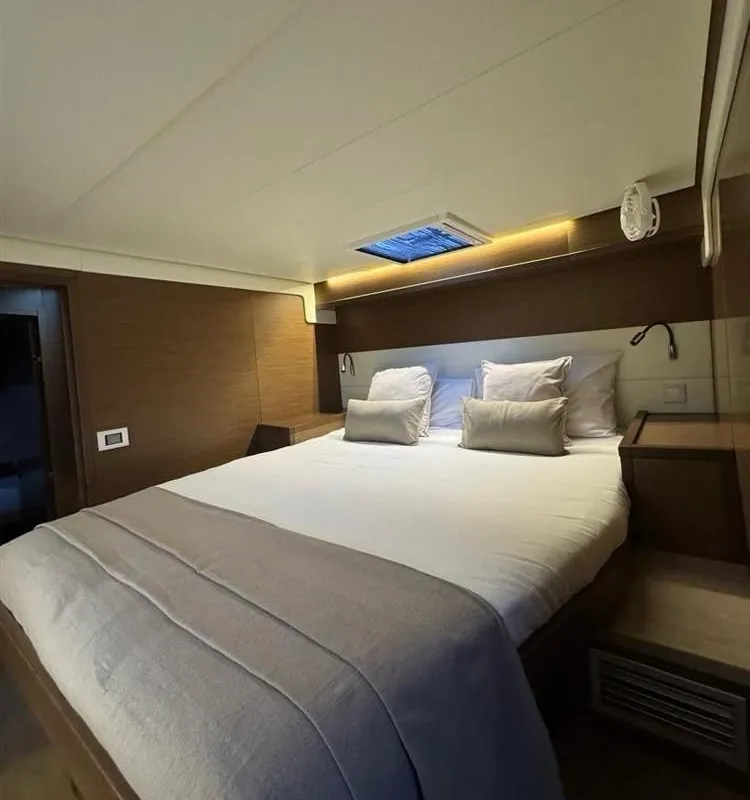 Cabin on Jolie, a Lagoon 52F catamaran at Sant Antoni de Portmany, Spain